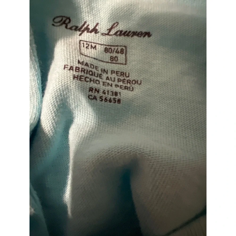 Polo Ralph Lauren Baby Long Sleeve T Shirt‎ Surf Bear Graphic Blue Sz 12mo